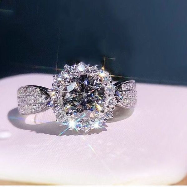 Starry Night Zirconia Cocktail Ring – Oversized Center Stone with Pavé Halo for Women