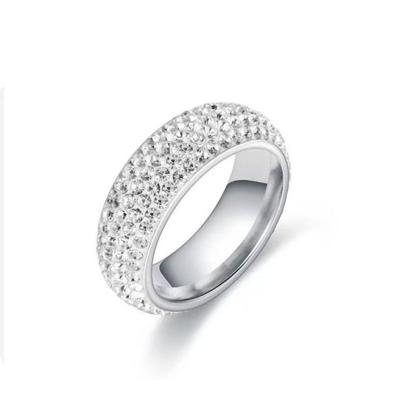 Unisex Full Pavé Titanium Steel Ring – Dazzling Diamond-Cut Band for Men & Women