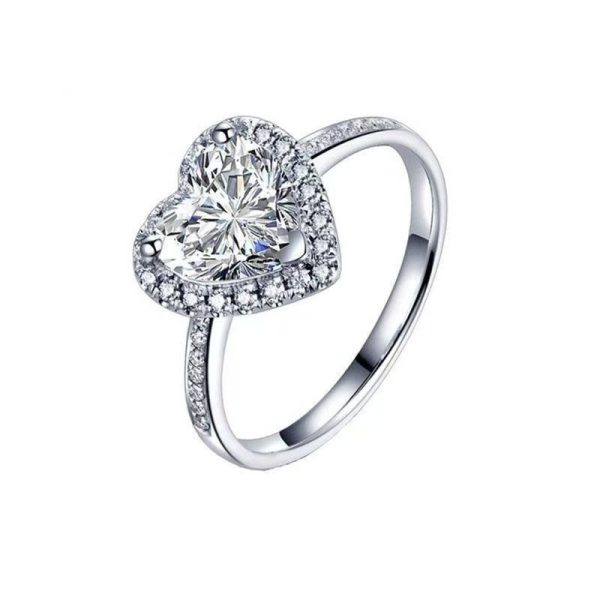 Heart-Shaped Diamond Ring for Women – Romantic Solitaire with Pavé Halo Setting