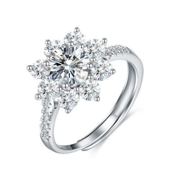 1 Carat Sunflower Diamond Ring – Floral Halo Setting with Brilliant-Cut Center Stone